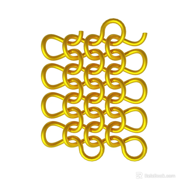 Golden Chain Links Interwoven to Form Decorative Mesh Pattern Design 3d model 