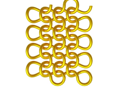 Golden Chain Links Interwoven to Form Decorative Mesh Pattern Design 3d model