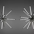 Contemporary Radial Chandelier With Slim Light Tubes And Metallic Frame Design
