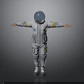 Modern Astronaut In Detailed White Spacesuit With Arms Outstretched For Cosmic Exploration