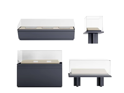 Modern Display Cabinets With Glass Tops And Various Base Designs For Retail 3d model