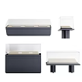 Modern Display Cabinets With Glass Tops And Various Base Designs For Retail