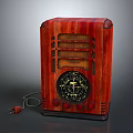 Vintage Wooden Radio Speaker With Classic Retro Design Knobs Dial And Power Cord