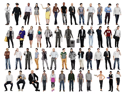 Diverse Group Of People With Various Styles And Poses 3d model