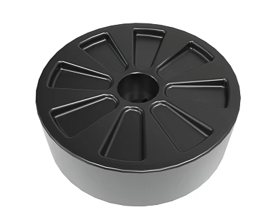 Durable Black Circular Mechanical Component With Grooves And Central Hole 3d model