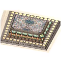 Intricate Colorful Geometric Mosaic Decorative Ceiling With Symmetrical Patterns And Border Design