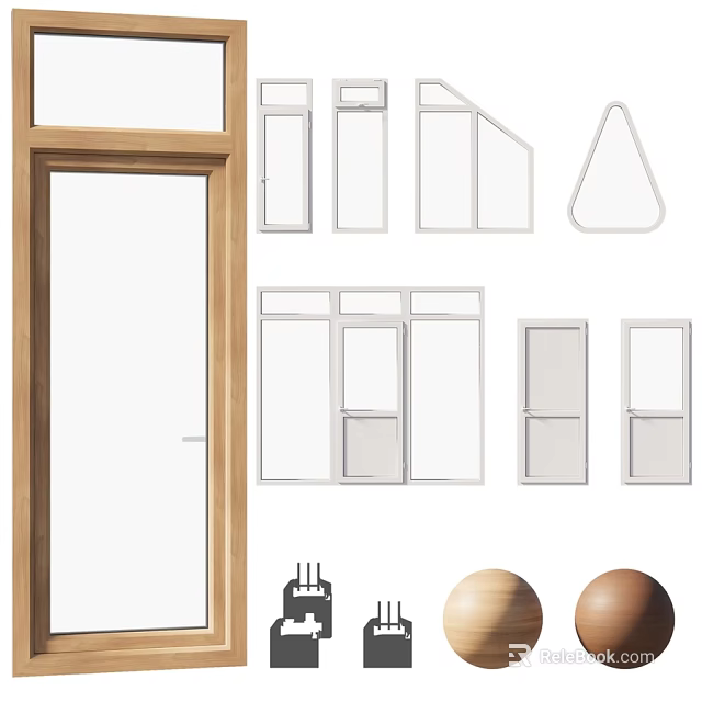 Modern Casement Windows Design With Various Styles And Wooden Frames 3d model 