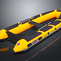 Yellow And Black Inflatable Boat With Durable Buoyancy Tubes And Spacious Seating Area 3d model