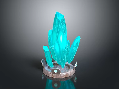 Turquoise Spiked Crystal Decorative Structure With Brown Base And Circular Accents 3d model