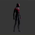 Detailed Black Red Spider Man Costume Character Model In Standing Pose