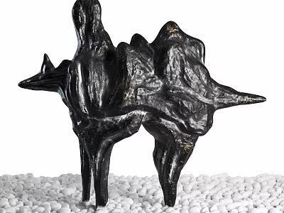 Black Mountain Shaped Decorative Ornament Set With White Pebble Base For Home Decoration 3d model
