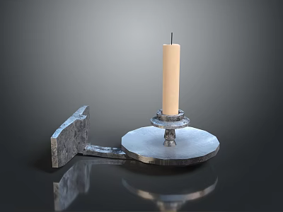 Stylish Candle Lamp With Metal Round Base And Modern Design For Home Decor 3d model