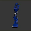 Blue Mechanical Robot With Outstretched Arms And Shiny Metal Armor Standing Pose