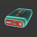 Portable Laptop Power Bank with Black Red Design USB Ports Button and Boost Logo