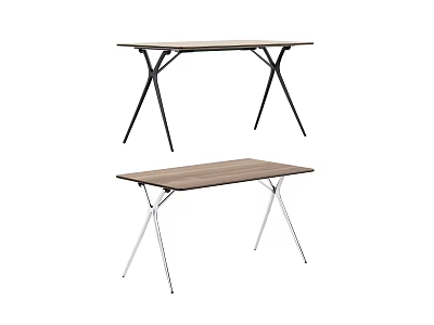 Modern Wooden Work Desk With Black Legs And Silver Metal Legs 3d model