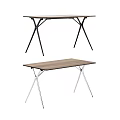 Modern Wooden Work Desk With Black Legs And Silver Metal Legs