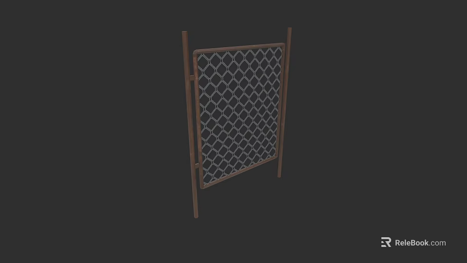 Chain Link Fence Structure With Steel Frame And Diamond Pattern Mesh 3d model 