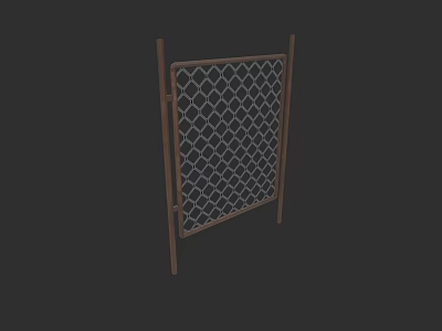 Chain Link Fence Structure With Steel Frame And Diamond Pattern Mesh 3d model