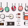 Various Brand Commercial Billboards With Fast Food And Business Logos