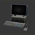 Vintage Computer Setup With Monitor Showing Code Desktop Tower Keyboard And Mouse 3d model