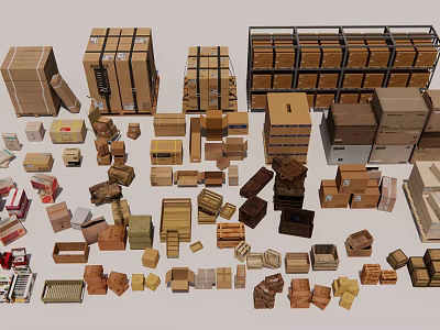 carton wooden case 3d model