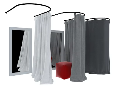 Curtains In White Grey And Dark Grey For Home Window Decoration With Styles 3d model