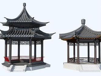 pavilion stone pavilion scenery pavilion leisure pavilion 3d model