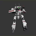 Detailed Mecha Robot Character With Silver Red Armor And Mechanical Weapon Design 3d model