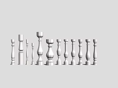 Different Styles of White Balusters with Various Designs for Interior 3d model