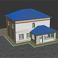 Two Story Detached Villa With White Exterior Walls Orange Trim Red Roof And Porch