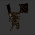Fantasy Mythical Dragon 3D Model Featuring Red Wings Glowing Body and Spiked Design