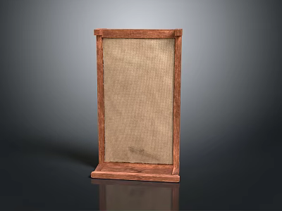 Wooden Photo Frame With Brown Border And Beige Inner Panel On Dark Reflective Surface 3d model