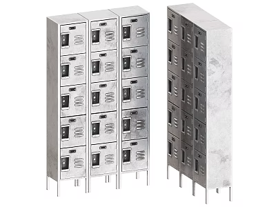 Sturdy Metal Lockers With Multiple Compartments And Secure Doors For Storage Use 3d model