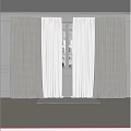 Gray Curtains with White Sheer Panels Filtering Light Through Interior Window 3d model