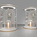 Modern Round Display Shelves With Ring Lighting And Elegant Interior Layers 3d model