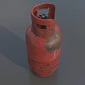 Red Old Rusty Gas Cylinder With Worn Surface And Metal Valve