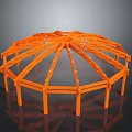 Orange Circular Building Dome Framework With Steel Frame And Geometric Design Elements 3d model