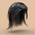 Long Straight Black Hair Wig Fashion Decorative Accessory Model With Light Brown Background