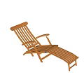 Wooden Outdoor Lounge Chair With Adjustable Footrest And Striped Design