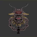 Mechanical Insect Model With Metal Structure Red Eyes Sickle Like Forelimbs And Purple Brown Color