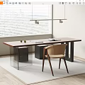 Modern Desk Interior With Hanging Lamp Beige Chair Notebook And Fruits