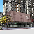 Modern High Rise Residential Complex 3D Model with Green Spaces and Pathways