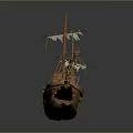 Wooden Sailing Ship Model with Ancient Design Masts Rigging and Detailed Cabins for Water Transportation