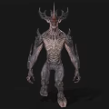 Horned Game Movie Character With Spiked Textured Muscular Body And Mythical Features