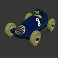 Electric Toy Blue Race Car with Number 3 and Yellow Wheels for Kids