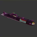 Military Submarine 3D Model Design With Detailed Structure And Red Hull