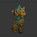 Mythical Stone Creature With Blue Glowing Appendages And Rock Formation Structure