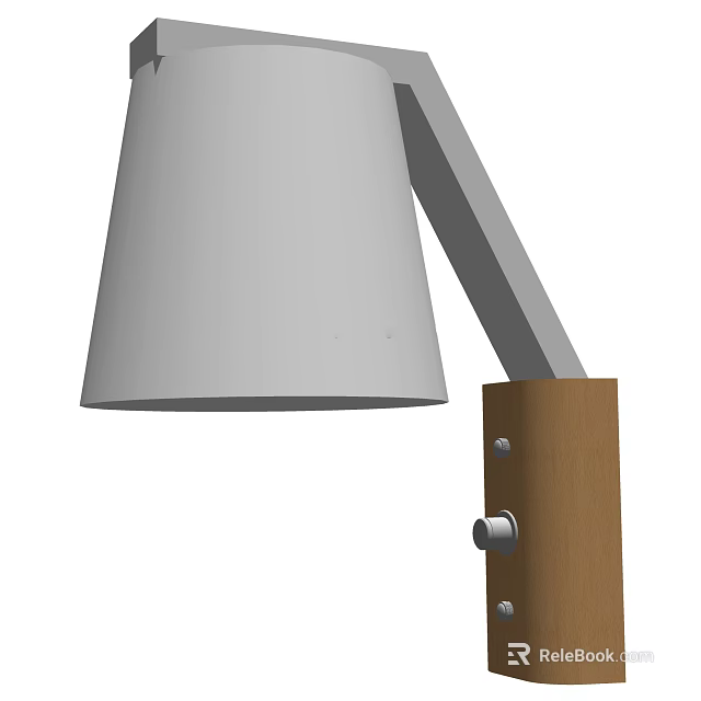 Modern Minimalist Wall Lamp With White Shade Metal Arm And Wooden Base 3d model 