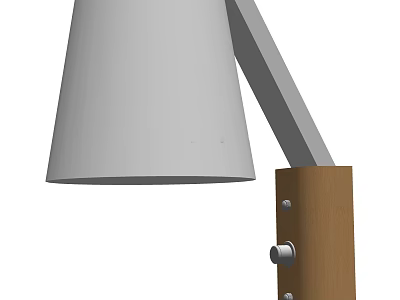 Modern Minimalist Wall Lamp With White Shade Metal Arm And Wooden Base 3d model