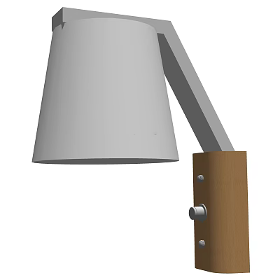 Modern Minimalist Wall Lamp With White Shade Metal Arm And Wooden Base 3d model